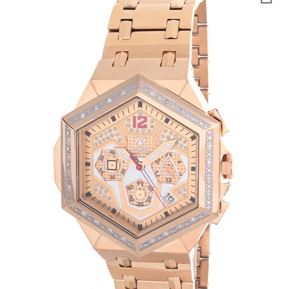 Aqua master diamond bezel gold watch
